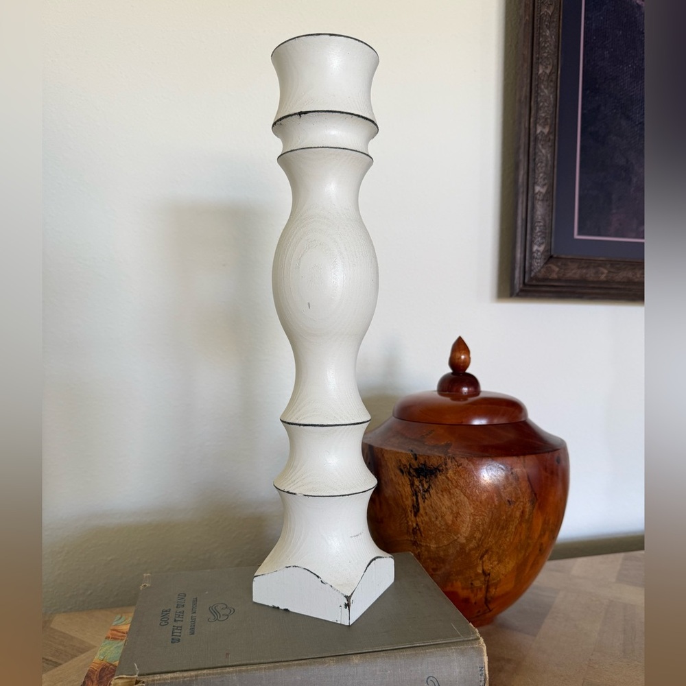 14.5” Harp Design Co Wooden Candlestick-Signed by Clint Harp